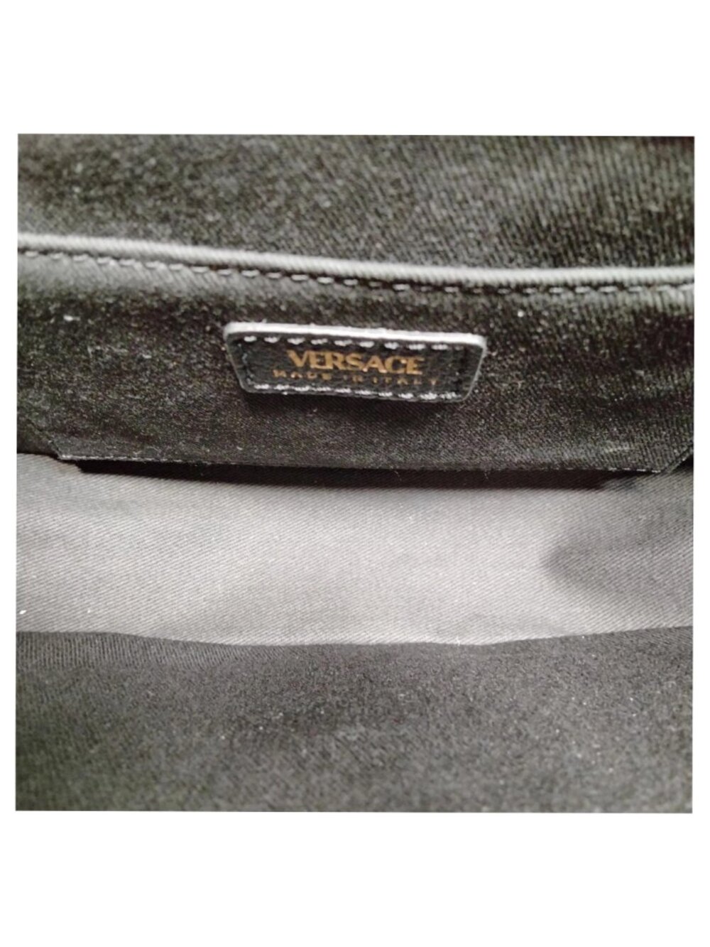 Authentic Versace Virtus Leather Shoulder Bag Black Gold V Logo Crossbody - Picture 12 of 16